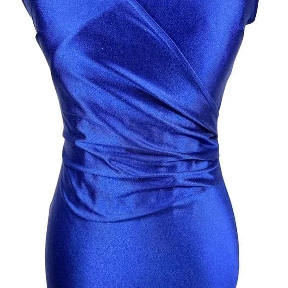 Fairy Grunge Y2k Asymmetric Faux Wrap Prom Cocktail Dress Juniors S Blue Shimmer - Picture 6 of 15